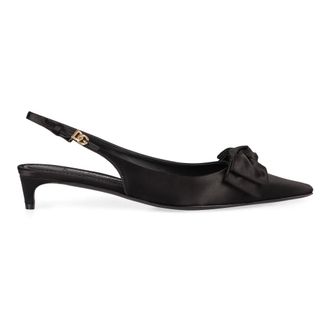 Dolce & Gabbana Schoenen, Dames, Zwart, 39 EU, Satijn, Satijnen Slingbacks met Strikdetail