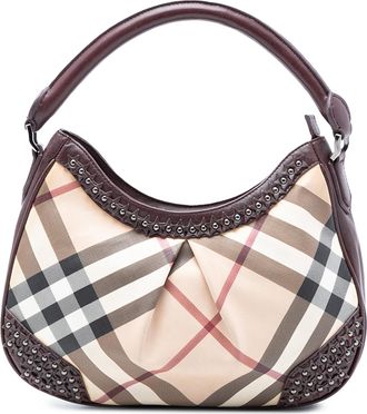 Burberry Pre-owned Womens Supernova Check Coated Canvas Star Studded Hernville Hobo - Ivory Textile - One Size