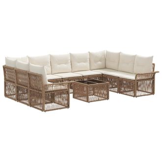 vidaXL Conjunto De Sof&aacute;s De Jard&iacute;n 10 Pcs Beige Rat&aacute;n Sint&eacute;tico Vidaxl