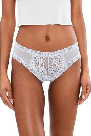 Natori Feathers Hipster Womens Underwear Frosted Sky : L (Womens 14-16), Cotton/Lace/Lycra