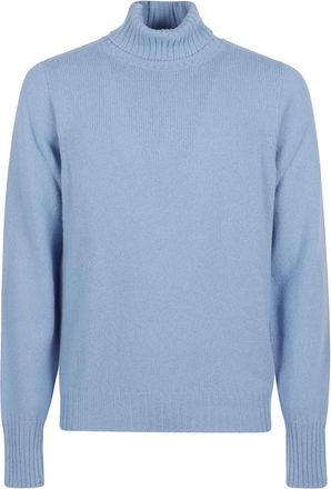 Drumohr Truien & Vesten, Heren, Blauw, L, Wol, Turtleneck Dunne Wollen Trui met Lange Mouwen