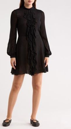 Longchamp Ruffle Long Sleeve Dress in Black at Nordstrom Rack, Size 10 Us / 42 Fr