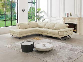 Vente-Unique Divano relax elettrico in Pelle di vacchetta Beige - Angolo a sinistra - PUNO II