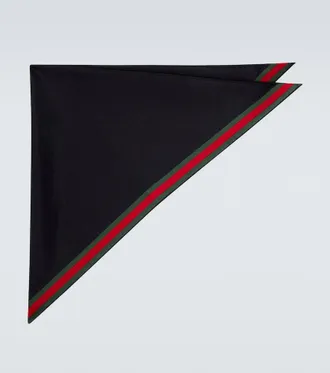 Gucci Web Stripe cotton and silk scarf