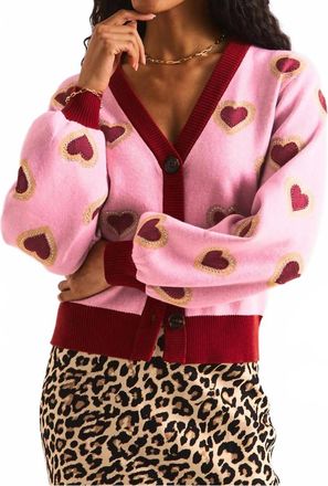 Never Fully Dressed Hearts Cardigan In Pink