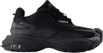 Versace Schoenen, Dames, Zwart, 40 EU, Leer, Chunky Sole Sneakers