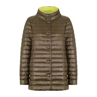Herno Down Jackets, female, Green, Size: S Ultralight Reversible A-Line Down Coat