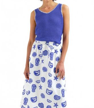 Compa&ntilde;&iacute;afant&aacute;stica Openwork Knit Top With Embroidered In Blue