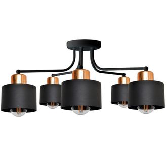 Netlighting Edison Multi Arm Semi Flush Ceiling Light Black Copper 65cm