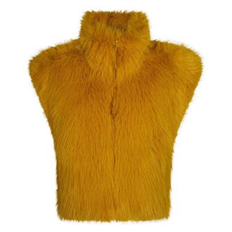 Pinko Gilet Aspen Effetto - female - PINKO - Waistcoats - Yellow - XS - Jackets