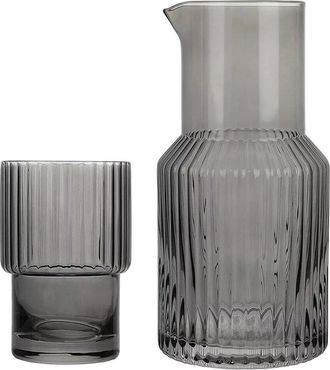 Jay Companies Ribbed Glass 2Pc Carafe Set