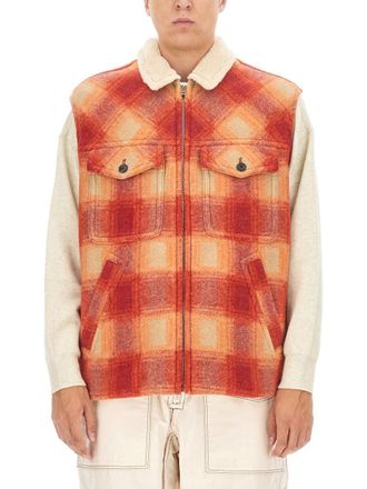 Isabel Marant Orange Plaid Shirt Collar Jacket