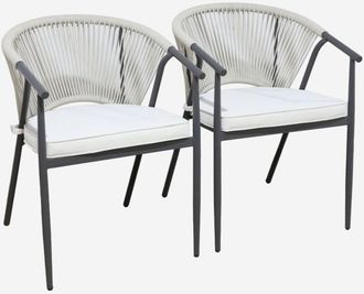 Sweeek Silla De Jard&iacute;n Apilable De Acero Y Cuerdas, Set De 2