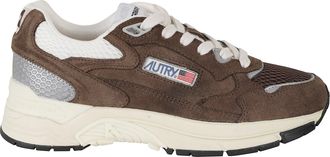 Autry Brown Hyperway Low Mesh Inserts Suede Sneakers