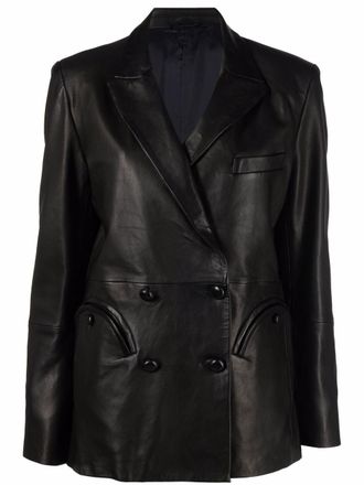 Blaz&eacute; Milano Blazer doppiopetto in pelle - Nero