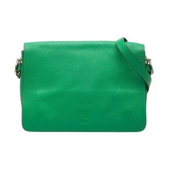 Loewe Pre-owned Grained Leather Satchel - Dames - Pre-owned - Groen - Maat: ONE Size Leer