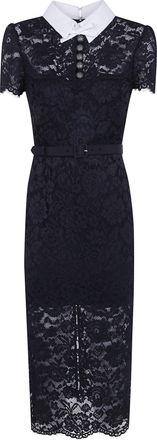 Self Portrait Dress Contrast Collar Black Lace