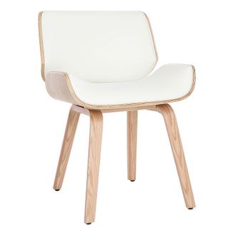 Miliboo Silla Blanca Y Madera Clara Rubbens