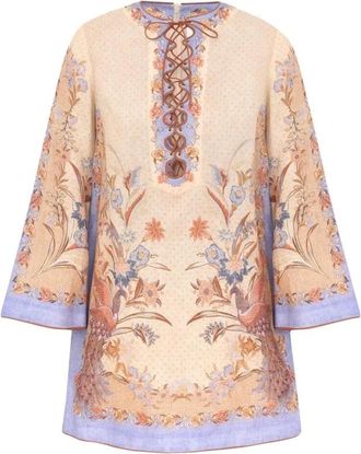 Zimmermann Indra Tunic Mini Dress - Dames - Tunieken - Veelkleurig - XS - Overhemden