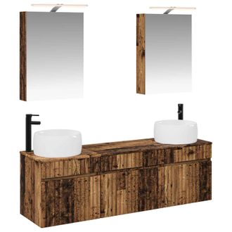 vidaXL Juego De Muebles De Ba&ntilde;o 5 Pcs Madera Envejecida Vidaxl
