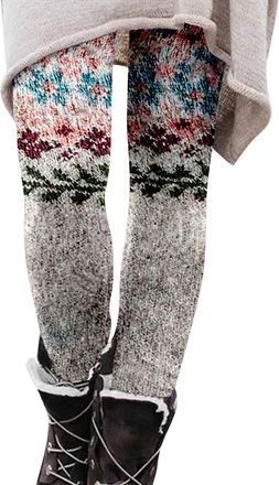 Generic Christmas Leggings for Women Funny Xmas Patterned Thermal Ribbed Leggings Tummy Control Butt Lifting Festive Tights Workout Running Fitness Compressio