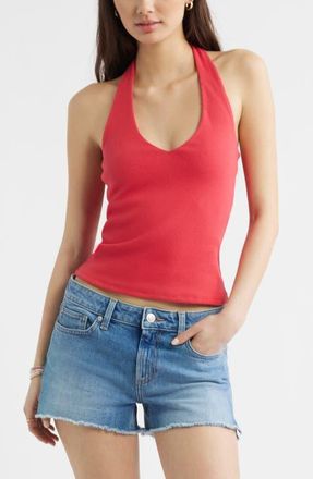 BP. V-Neck Knit Halter Top in Red Saucy at Nordstrom, Size Xx-Small