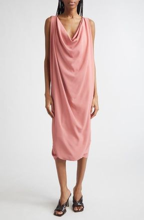 Michael Kors Cowl Virgin Wool Crepe Midi Dress in Guava at Nordstrom, Size X-Small