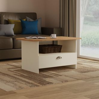 Welcome Furniture Westminster Ready Assembled Bottom Drawer Coffee Table in Cream Ash & Riviera Oak - Welcome Furniture | TJ Hughes