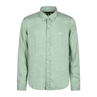 Polo Ralph Lauren Lange Mouwen Sportshirt - Heren - Casual Overhemden - Groen - 2XL - Linnen - Overhemden