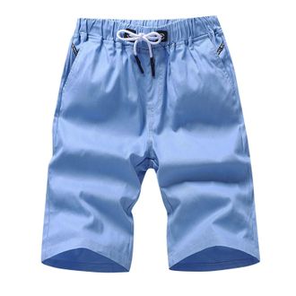 Generic Beach Shorts for Men UK Quick-Drying Half Pants with Zipper Pockets Solid Color Workout Pant Short Breathable Stretch Summer Sweatpants Elasticated Wa