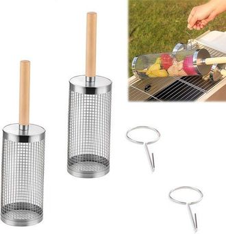 OEM Accesorios Para Barbacoa, Cesta Para Asar, Parrilla Rodante, Acero Inoxidable, Barbacoa, Con Asa Desmontable, Fabricada En Acero Inoxidable 304