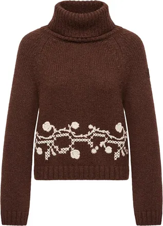 Moncler Moncler Alpaca Blend Embroidered Turtleneck, Women, Brown, Size: Xs