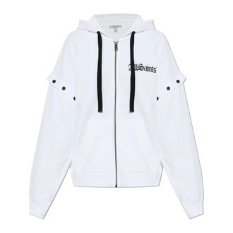AllSaints Gig Amphia Sweatshirt - Dames - Vesten met rits - Wit - L - Katoen - Hoodies & sweatvesten