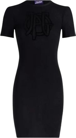 Jean Paul Gaultier Abito Baby Tee in Mesh con Logo Flock JPG - - Dresses - Donna - Nero - S