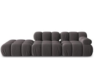 MICADONI Modulares 4-Sitzer Design Sofa Bellis mit Ottomane links - Samtbezug