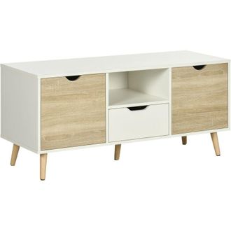 HOMCOM Homcom - Mueble De Tv Con Caj&oacute;n 2 Puertas Y Compartimiento Mesa Para Tv Para Televisores De 50 Pulgadas Aparador De Sal&oacute;n Para Dormitorio 110x40x50 Cm