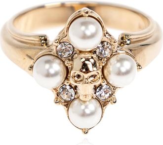 Alexander McQueen Skull & Crystal Ring - Dames - Ringen - Geel - 54 MM - Accessoires