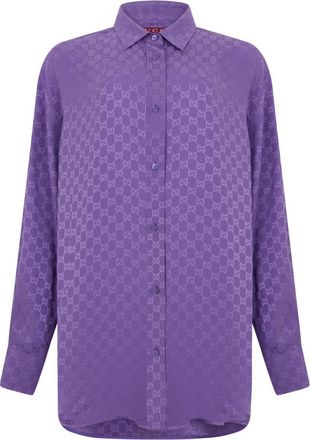 Gucci Silk Monogram Shirt - Dames - Overhemden - Paars - L - Overhemden
