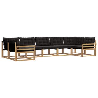 vidaXL Conjunto De Sof&aacute;s De Exterior Con Coj&iacute;n 7 Pcs Blanco Y Negro Vidaxl