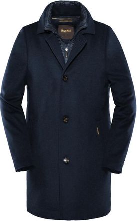 Moorer Blauwe Enkellange Wollen Jas - Heren - Mantel - Blauw - M - Wol - Jassen