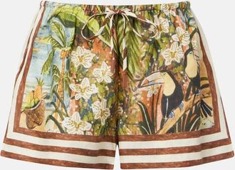 Alemais Al&eacute;mais Toucan Tango printed linen shorts