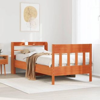 vidaXL Vidaxl - Cama Sin Colch&oacute;n Madera Maciza De Pino Marr&oacute;n Cera 100x200 Cm