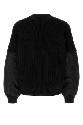 sacai 2403550m 001 Black Cotton Polyester Felpe Sweater