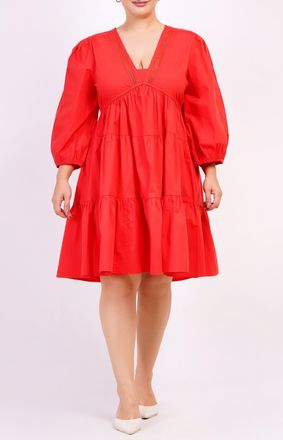 Leota Zariah Empire Waist Mini Dress Poppy Red