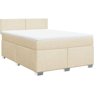 vidaXL Vidaxl - Cama Box Spring Con Colch&oacute;n Tela Color Crema 160x200 Cm