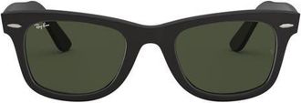 Ray-Ban 52mm Square Sunglasses in Matte Black/green at Nordstrom