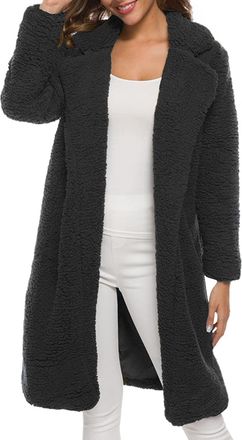 Generic HOOUDO Teddy Coats for Women UK Fluffy Plus Size Jacket Parka Coat with Pockets Comfy Cozy Overcoat Casual Long Open Front Sherpa Fleece Cardigan Vint