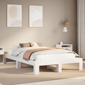 Berkfield Home Bed Frame without Mattress White 135x190 cm Double Solid Wood Pine