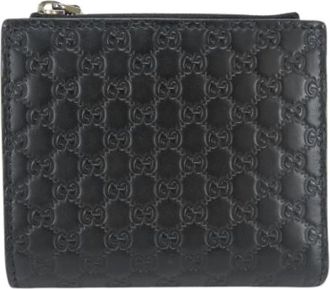 Gucci Pre-owned Wallets, female, Black, Size: ONE SIZE Pre-owned Micro GG Sima leather bifold wallet