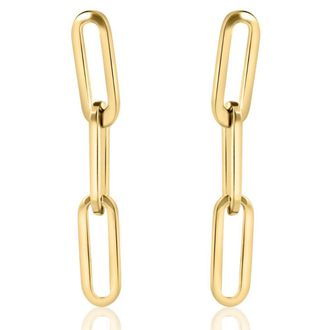 Pompeii3 14k Yellow Gold Clip Dangle Womens Earrings 3/4 Tall